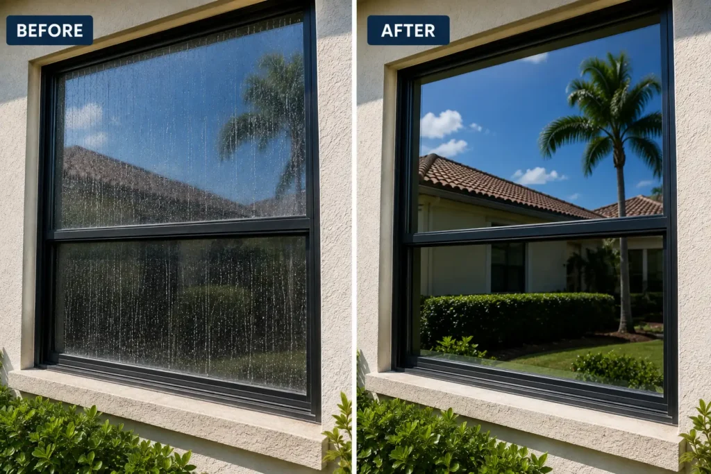 window cleaning before after