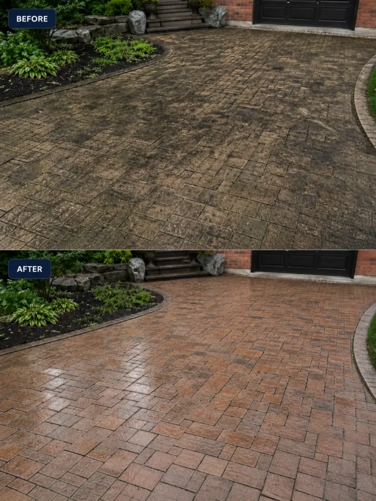 paver cleaning before after