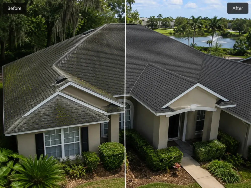 roof washing before after